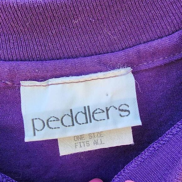 Vintage 80s peddlers Top Tshirt Purple Southwest Art to Wear Cactus Adobe ONE SI - Picture 4 of 6